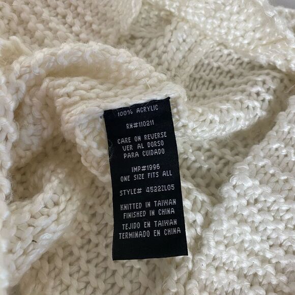 XOXO knit Ivory sweater poncho wrap with fringe loose knit cover up - Picture 5 of 5